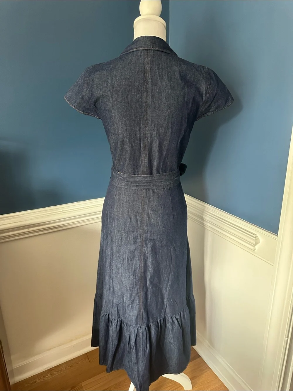 NWT J.Crew Chambray Tie-Waist Button Front Maxi Shirt Dress